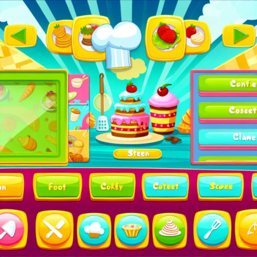 Kolorowy ekran główny w grze Papa’s Scooperia z przyciskiem rozpoczęcia zmiany i ikonami klientów