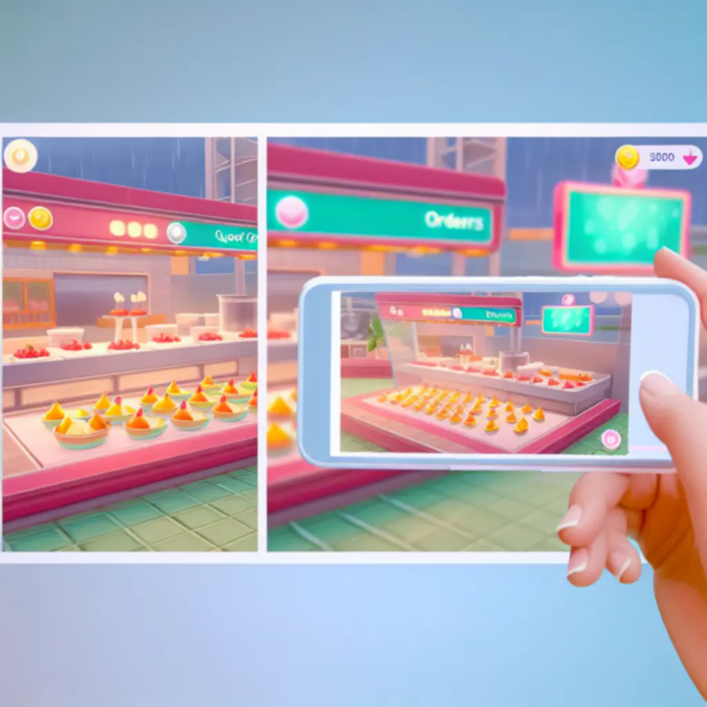 Widok rozgrywki w Papa’s Scooperia z przygotowywaniem deseru dla klienta.