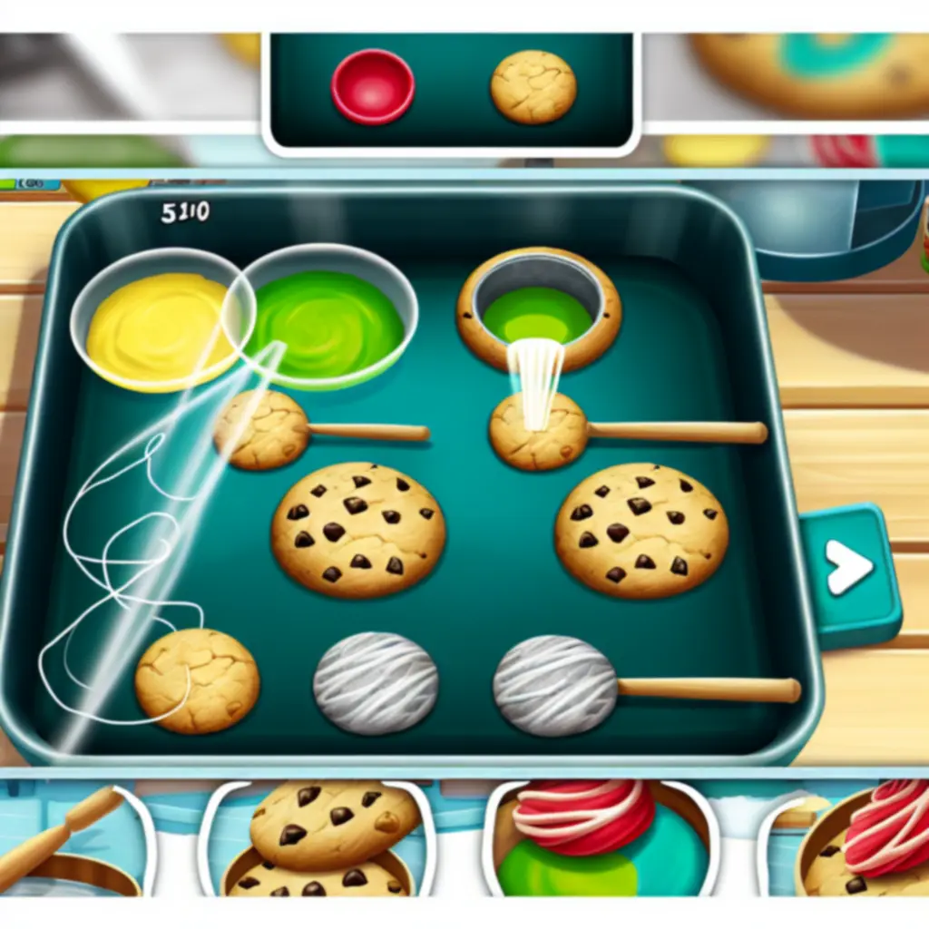 Ekran przygotowania ciastek w Papa’s Scooperia z porcjami ciasta na blasze