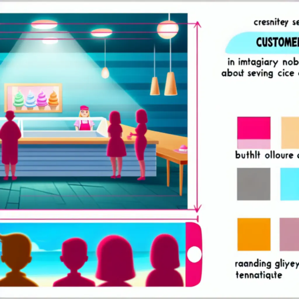 Obsługa klientów w grze Papa’s Scooperia przy ladzie z zamówieniami.